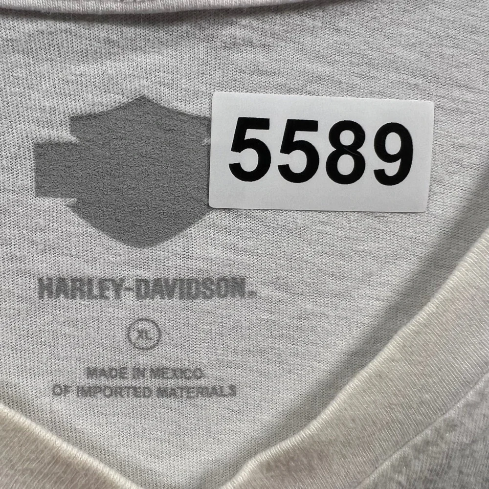 Harley-Davidson 115th Anniversary Mens White V-Neck Graphic T-Shirt XL 5589